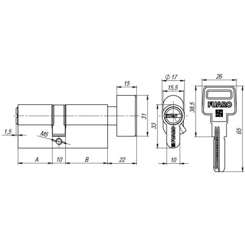 Цилиндровый механизм с вертушкой R602/70 mm (30+10+30) 5 кл. Бронза