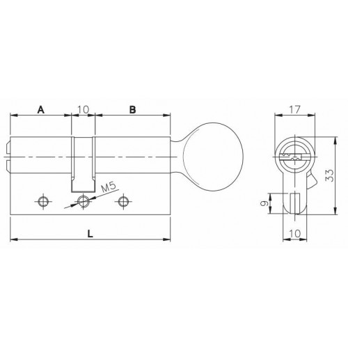Цилиндровый механизм с вертушкой 164 SM/68 (26+10+32) 5 кл. Никель
