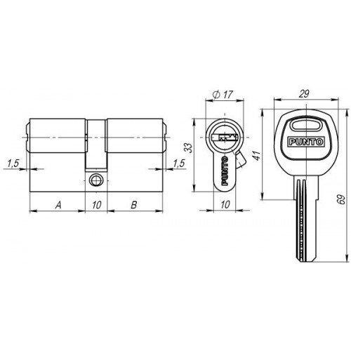 Цилиндровый механизм A200/100 mm (40+10+50) 5 кл. Матовый никель