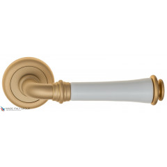 Дверная ручка на круглом основании Fratelli Cattini "GRACIA CERAMICA BIANCO" D1-BS матовая латунь