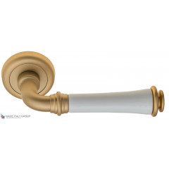 Дверная ручка на круглом основании Fratelli Cattini "GRACIA CERAMICA BIANCO" D1-BS матовая латунь