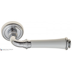 Дверная ручка на круглом основании Fratelli Cattini "GRACIA CERAMICA BIANCO" D1-CR полированный хром