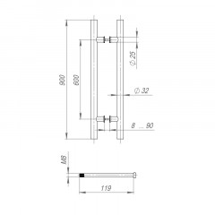 Ручка-скоба Fuaro PH-22-32/900-INOX BLACK