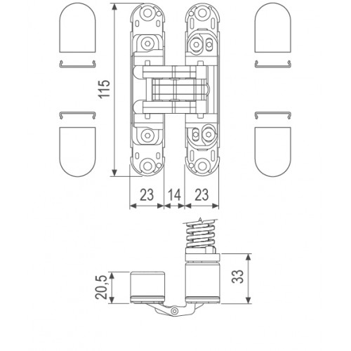 E39000.03.34 Петля скрытой установки с доводчиком AGB ECLIPSE 3.2 HD SELF до 40 кг (матовый хром)