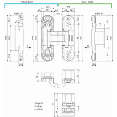Петля скрытая AGB ECLIPSE 2.0 Е302000303 пол.латунь (4 накладки в комплекте)