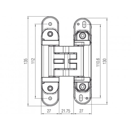Петля скрытая Krona Koblenz Hybrid K2760 Матовый хром