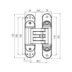 Петля скрытая Krona Koblenz Kubica K6360/38 Золото