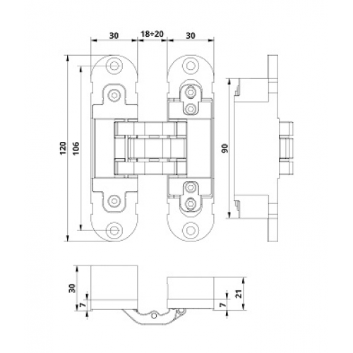 Петля скрытой установки Otlav Invisacta IN300120V702 матовый хром
