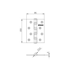 Fuaro Петля универсальная 4BB 150x95x3 PB полированная латунь