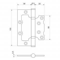 Петля дверная BORDER 2BB 100х75  Цинк