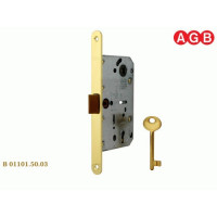 Защелка врезная AGB B01101.50.03 под сувальдный ключ Полированная латунь