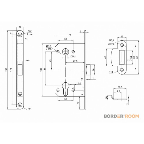Замок BORDER ROOM CYL Белый