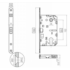 KRONA KOBLENZ  Замок магнитный с доводчиком дверной ручки под цилиндр матовое золото