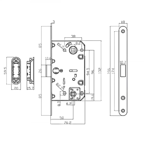 Защелка сантехническая магнитная Lockstyle M411B ABM (бронза)