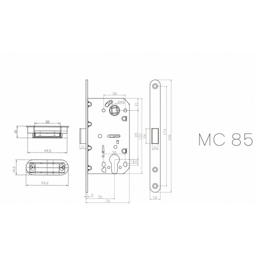 Защелка магнитная Vantage MC85 матовый хром