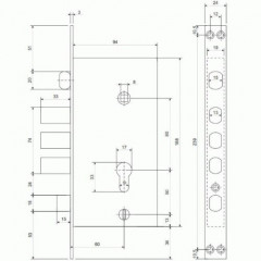 Замок врезной Апекс Т-0523-С-CR-L лев без ц/м с/руч
