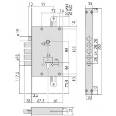 Корпус врезного замка LOGO line 56.435.48 (тех. упаковка) Хром