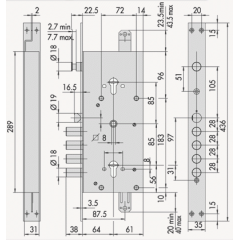 Замок врезной двухсистемный 57.786.48 (тех. упаковка) Хром