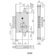 Замок врезной сувальдный 57.525.48 (тех. упаковка) Хром