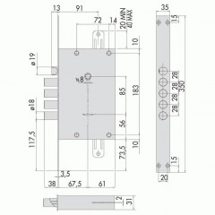 Замок врезной сувальдный 57.535.48 (тех. упаковка) Хром