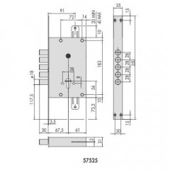 Замок врезной сувальдный NEW CAMBIO FACILE 57.675.48 (тех. упаковка), ключ 44 мм Хром