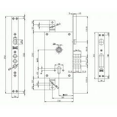 Корпус замка врезного цилиндрового 352/R w/b с крепл под тяги Никель