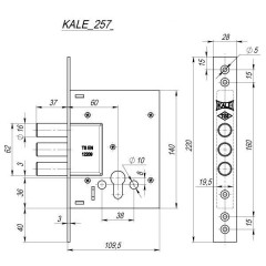 Корпус замка врезного цилиндрового с задвижкой 257 X w/b Никель