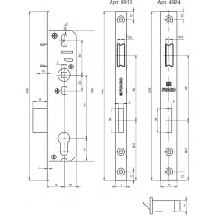 Корпус узкопрофильного замка с защелкой 4916-25/92 CP межосев. расст. 92 мм Хром