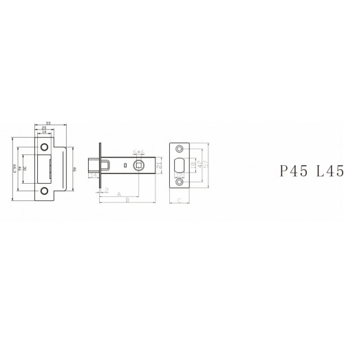 Vantage Защелка врезная P45 SC Матовый хром